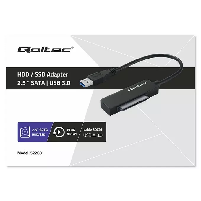 Qoltec Adapter SATA | Przejściówka na dysk SSD HDD 2.5&quot; | USB 3.0 | Super speed 5Gb/s | 2TB