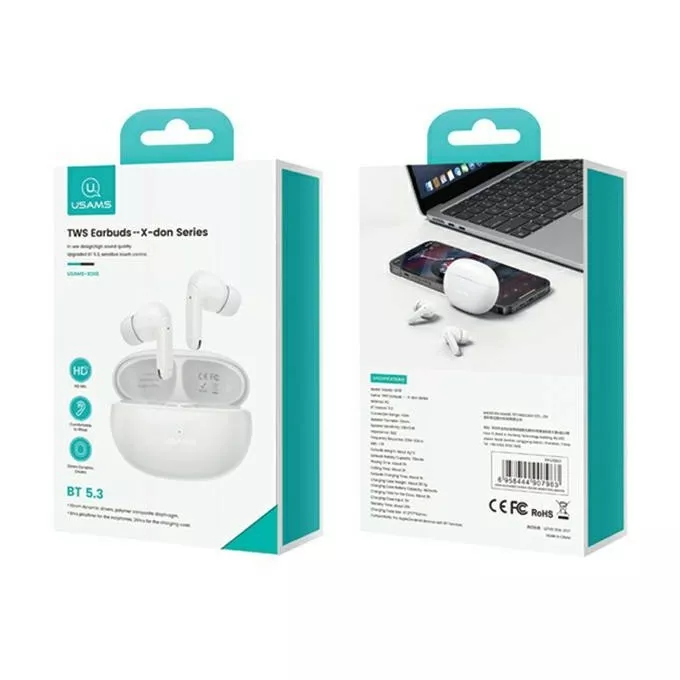 USAMS Słuchawki Bluetooth TWS 5.3 X-Don Series Dual microfon ENC fioletowe