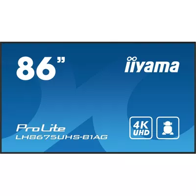 IIYAMA Monitor 85.6 calowy LH8675UHS-B1A, 24/7,IPS,ANDROID.11,4K,500cd/m2,WiFi,3xHDMI,DP,Daisy/Chain,2xUSB,2x10W,RJ45,iiSignage2,FailOver,SDM,4GB/32GB,metal,