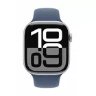 Apple Watch Series 10 GPS, koperta 46 mm z aluminium w kolorze srebrnym z paskiem sportowym w kolorze denim - rozmiar S/M