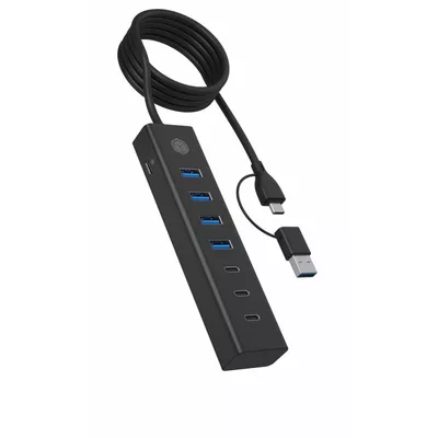 IcyBox Hub IB-HUB1737-C3 7-Port USB 3.2 Gen 1 Hub, 3x USB Type-C.,  4x USB Type-A