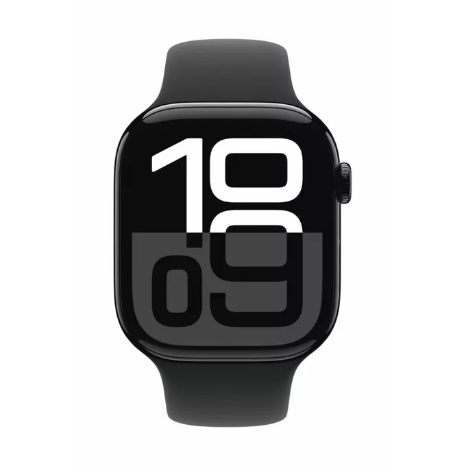Apple Watch Series 10 GPS, koperta 46 mm z aluminium w kolorze onyksu z paskiem sportowym w kolorze czarnym - rozmiar M/L