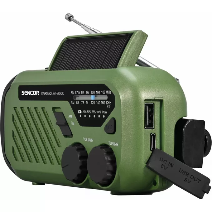 Sencor Radio przenośne alarmowe AM/FM, latarka, power bank, bateria ...
