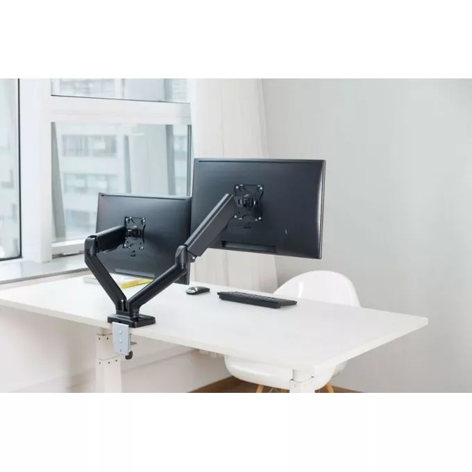 Techly Uchwyt na dwa monitory 17-32 cali 9kg biurkowy obrotowy gazowy
