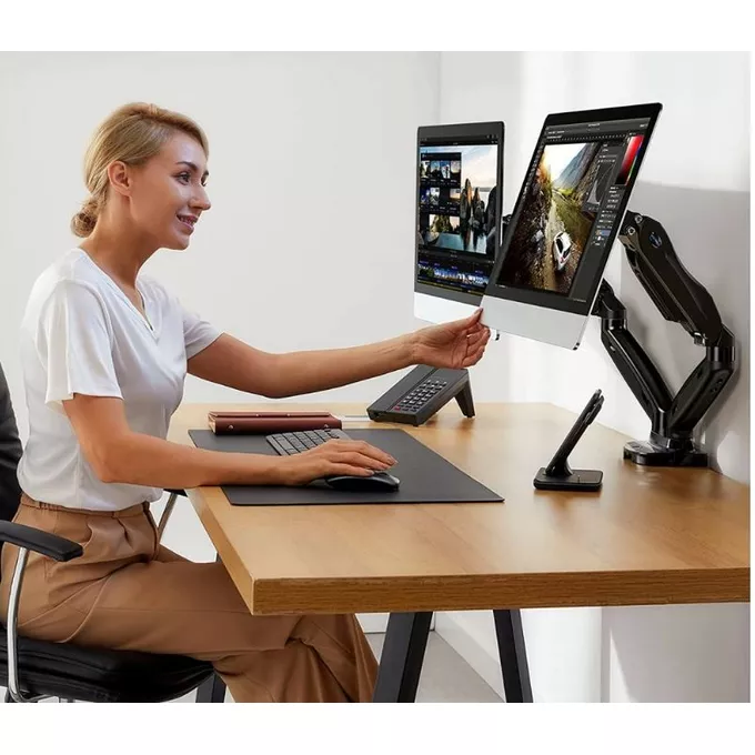 Techly Uchwyt na dwa monitory 17-32 cali 9kg biurkowy obrotowy gazowy
