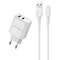 AWEI Ładowarka sieciowa GaN PD81L 22,5W USB+USB-C + Kabel USB/Lightning