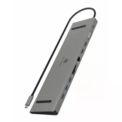 IcyBox Stacja dokująca IB-DK2106a-CPD 11 w 1, 2x HDMI, 1x VGA, LAN, czytnik kart, 3x USB, 100W PD