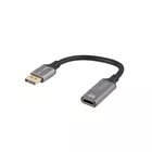 Lanberg Adapter Displayport(M)- HDMI(F)4K na kablu 20cm srebrny
