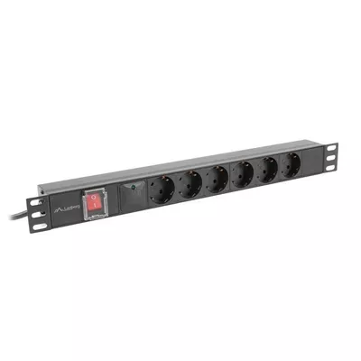 Lanberg Listwa zasilająca rack PDU 19 cali 1U 16A 5xschuko 2m czarna