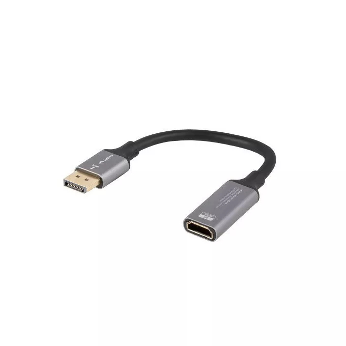 Lanberg Adapter Displayport(M)- HDMI(F)4K na kablu 20cm srebrny