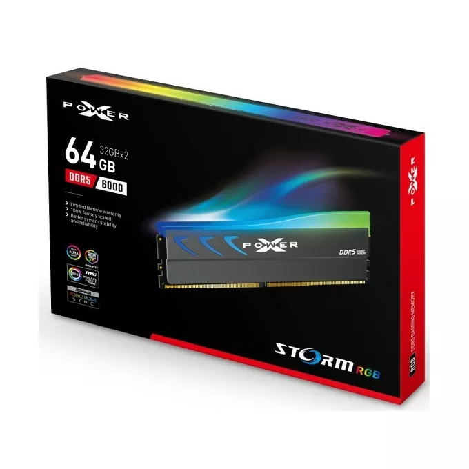 Silicon Power Pamięć DDR5 XPOWER Storm RGB 64GB/6000 2*32GB CL38 Grey