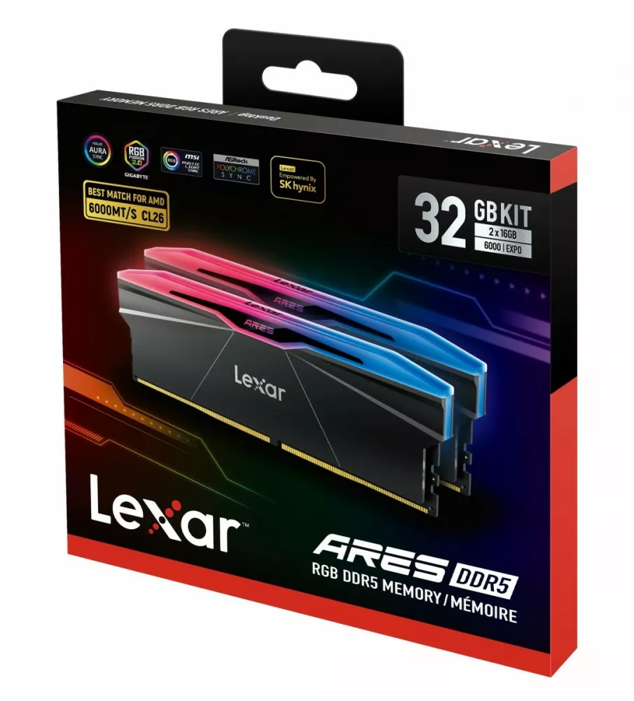 Lexar Pamięć DDR5 ARES RGB 32GB(2*16GB)/6000 CL26 czarna
