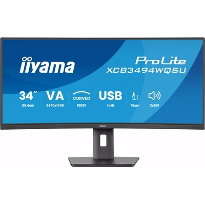 IIYAMA Monitor 34 cali XCB3494WQSU-B1 VA,UWQHD,1500R,2xHDMI,DP,2xUSB,2xUSB-C