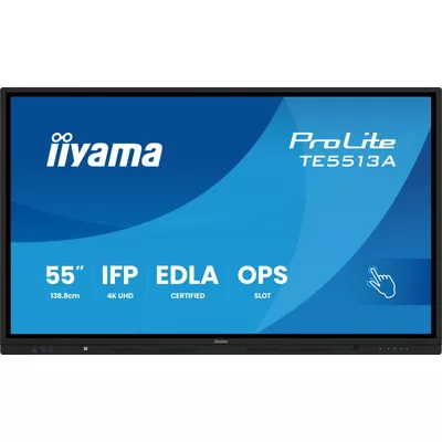 IIYAMA Monitor 55 cali TE5513A-B1AG INFRARED,40pkt,IPS,4K,7H,450cd/m2,      WiFi,USB, ANDROID 14, Google EDLA,2x20W, UCHWYT CIENNY
