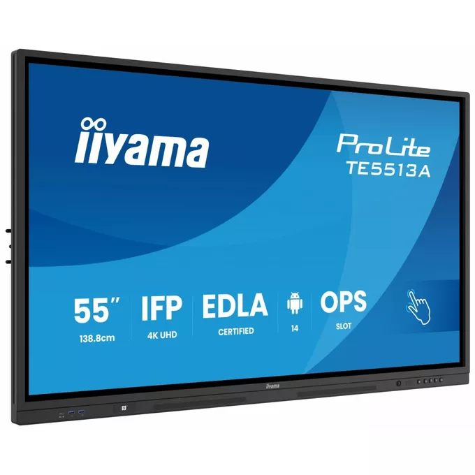 IIYAMA Monitor 55 cali TE5513A-B1AG INFRARED,40pkt,IPS,4K,7H,450cd/m2,      WiFi,USB, ANDROID 14, Google EDLA,2x20W, UCHWYT CIENNY