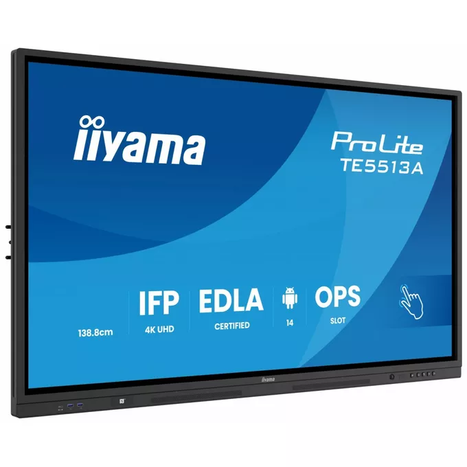 IIYAMA Monitor 55 cali TE5513A-B1AG INFRARED,40pkt,IPS,4K,7H,450cd/m2,      WiFi,USB, ANDROID 14, Google EDLA,2x20W, UCHWYT CIENNY