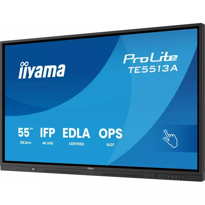 IIYAMA Monitor 55 cali TE5513A-B1AG INFRARED,40pkt,IPS,4K,7H,450cd/m2,      WiFi,USB, ANDROID 14, Google EDLA,2x20W, UCHWYT CIENNY