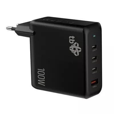 TB Ładowarka sieciowa 3x USB C + USB A Power Delivery czarna, GaN 100W
