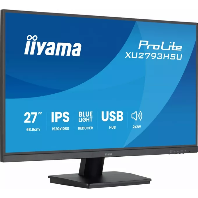 IIYAMA Monitor 27 cali XU2793HSU-B7 IPS.HDMI.DP.2x2W.1ms.100Hz.USBx2.300cd/m2.FlickerFree
