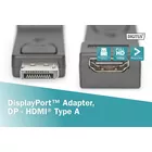 Digitus Adapter Displayport 1080p 60Hz FHD Typ DP/HDMI A M/Ż czarny