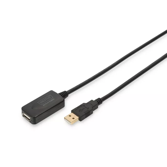 Digitus Przedłużacz/Extender USB 2.0 HighSpeed Typ USB A/USB A M/Ż aktywny, czarny 5m