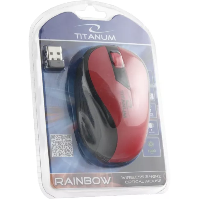 Esperanza TITANUM MYSZ BEZPRZEWODOWA OPTYCZNA TM114R RAINBOW CZERWONA