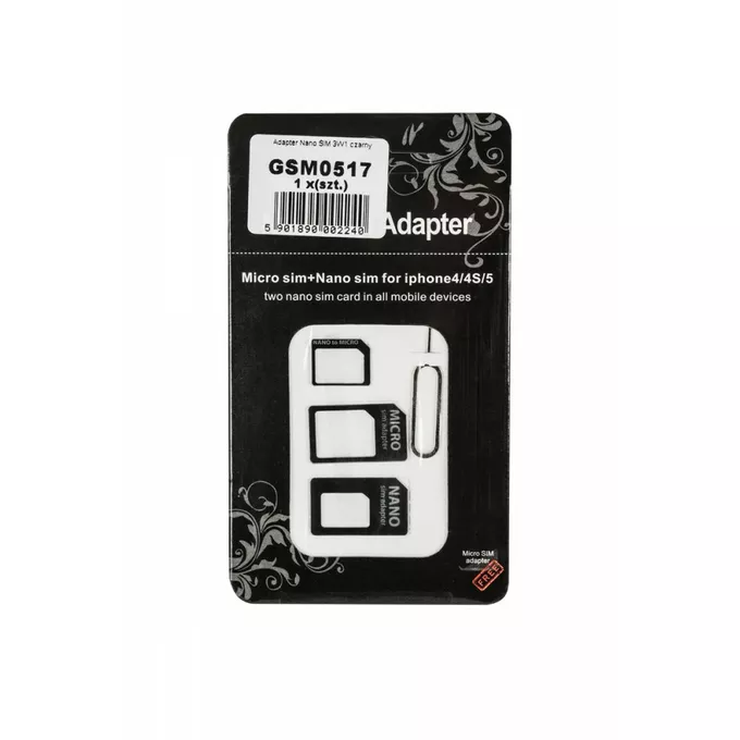 M-LIFE ADAPTER NANO SIM 3W1 CZARNY