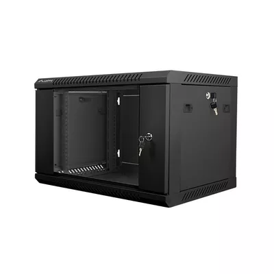 Lanberg Szafa instalacyjna wisząca 19'' 6U 600X450mm czarna (drzwi       szklane)