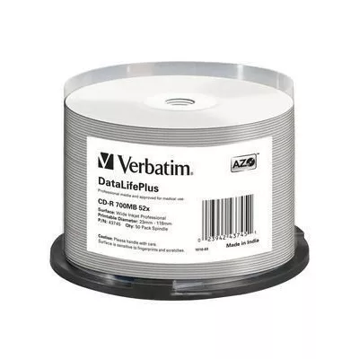 Verbatim CD-R 52x 700MB 50P CB DL Printable Azo 43745