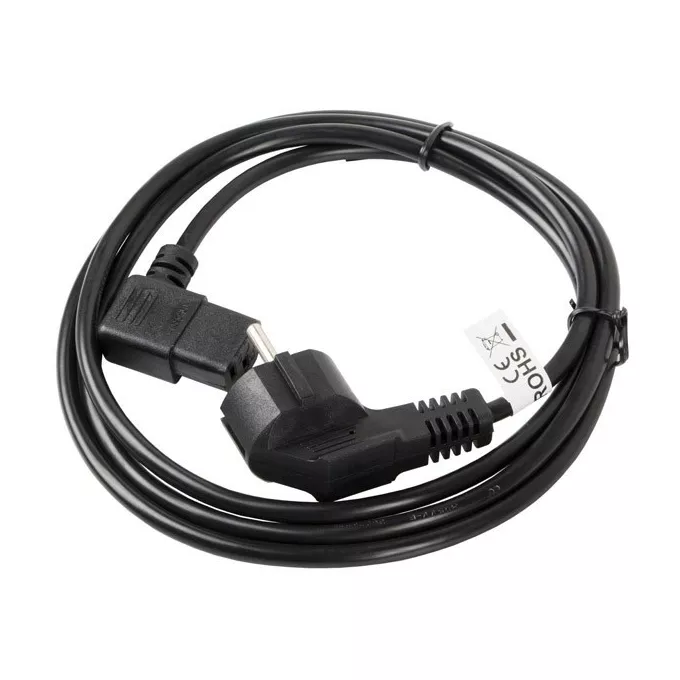 Lanberg Kabel zasilający CEE 7/7 - IEC 320 C13 kątowy VDE 1.8M czarny