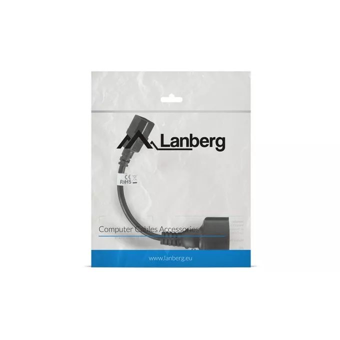 Lanberg Przedłużacz kabla zasilającego IEC 320 C14 - Schuko 20cm czarny