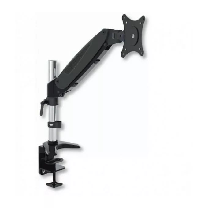 Techly Ramię biurkowe z amortyzatorem gazowym monitor 15-27cali, 8kg, srebrno-czarne
