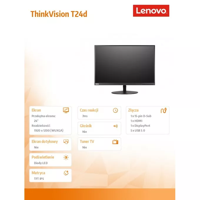 Monitor 24 ThinkVision T24d 61B4MAT1EU