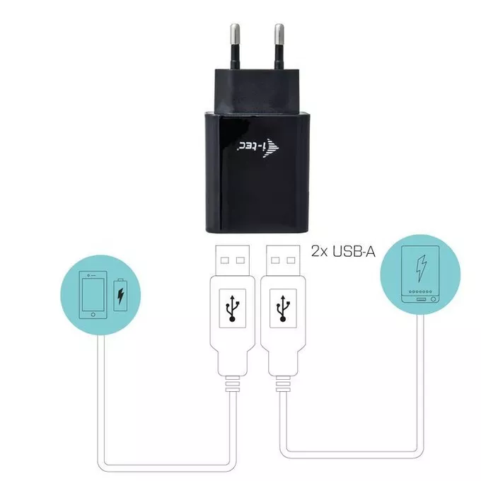i-tec USB Power Charger 2 port 2.4A czarny 2x USB Port DC 5V/max 2.4A
