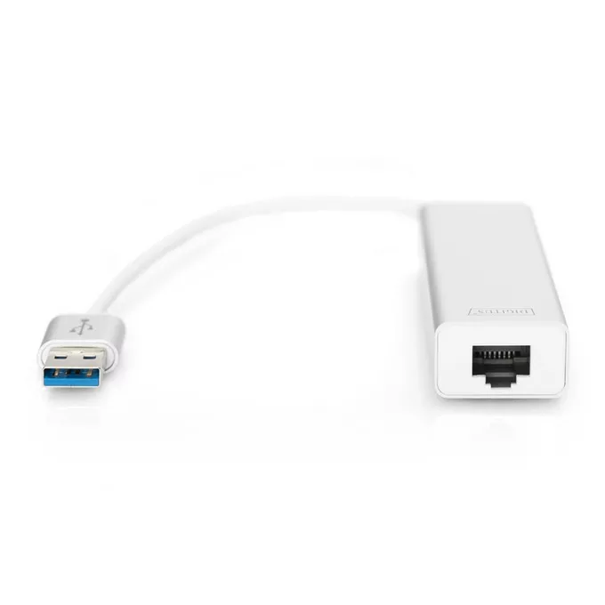 Digitus HUB/Koncentrator 3-portowy USB 3.0 SuperSpeed z Gigabit LAN adapter, aluminium