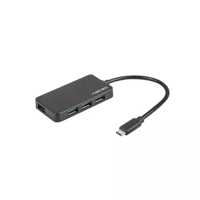 Natec Koncentrator USB 4 porty Silkworm USB 3.0 czarny USB-C