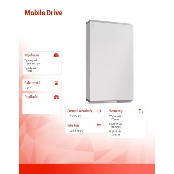 LaCie Dysk twardy Mobile Drive 4TB USB-C STHG4000400