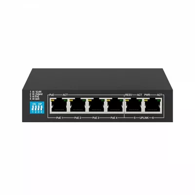 Extralink Przełącznik EUROS V2 6 portów POE SWITCH 4 porty 10-100MBPS POE + 2 porty UPLINK 802.3AF 60W