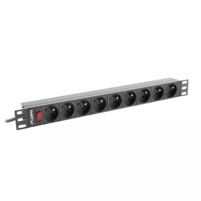 Lanberg Listwa zasilająca rack PDU 19 cali  1U 16A 9X 230V PL 3m czarny