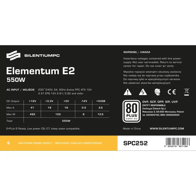 SilentiumPC Zasilacz Elementum E 2 550W