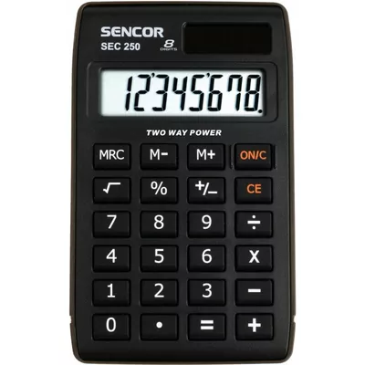 Sencor Kalkulator kieszonkowy SEC 250, 8 cyfr LCD, Podwójne zasilanie