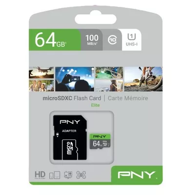 PNY Karta pamięci MicroSDXC Elite 64GB P-SDUX64U185GW-GE