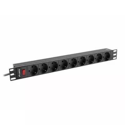 Lanberg Listwa zasilająca Rack PDU 19 cali 1U 16A 9xSchuko 3m Czarna