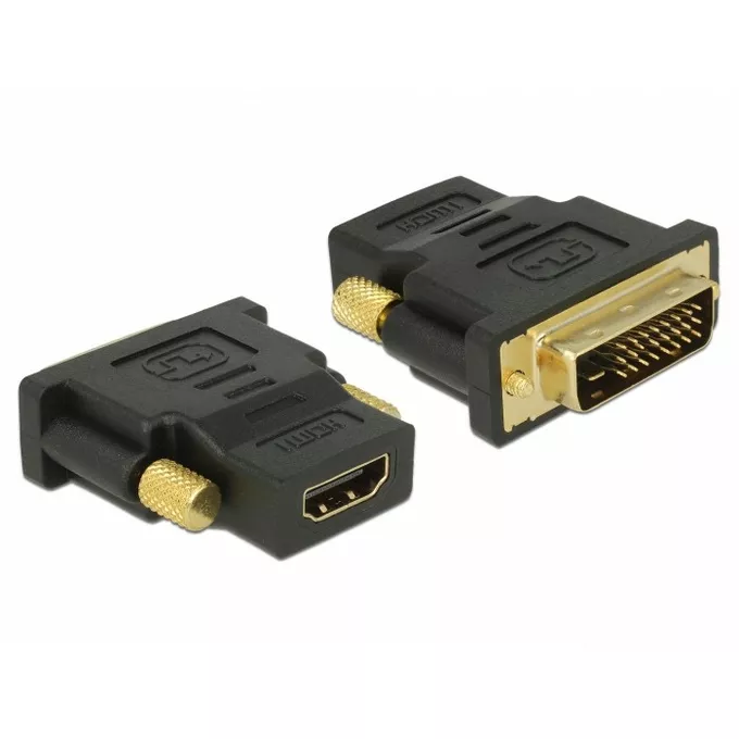 Delock Adapter DVI-D(M)(2 4+1)-HDMI(F) czarny