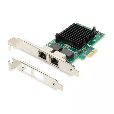 Digitus Karta sieciowa przewodowa PCI Express 2x RJ45 Gigabit 10/100/1000Mbps Low Profile