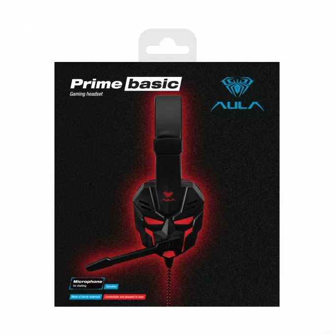 AULA Gaming Słuchawki z mikrofonem dla graczy Prime Basic Red Edition