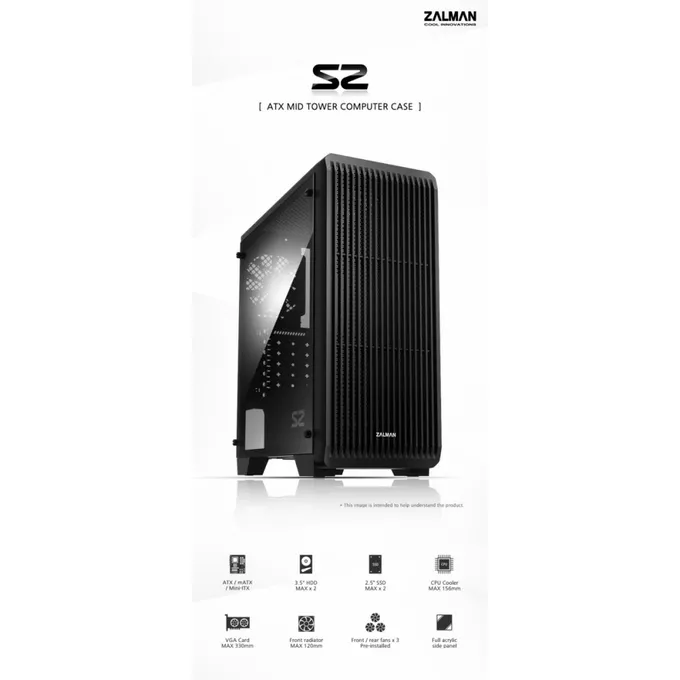 Zalman Obudowa S2 ATX Mid Tower PC Case 120mm fan
