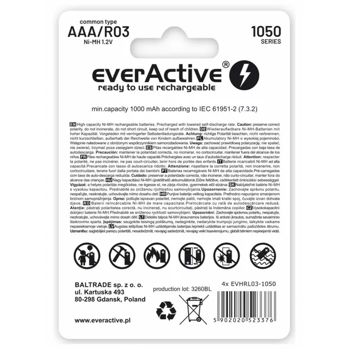 everActive Akumulatory paluszki R03/AAA 1000 mAH blister 4 szt.