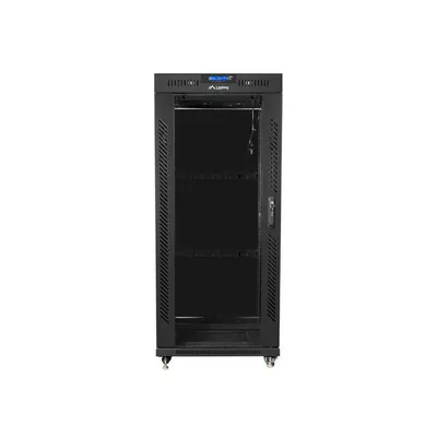 Lanberg Szafa instalacyjna rack stojąca 19 27U 600x800 czarna, drzwi szklane LCD (Flat pack)