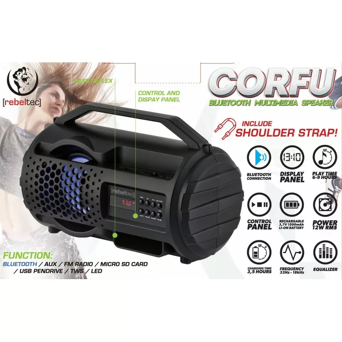 Rebeltec Głośnik Bluetooth radio FM CORFU